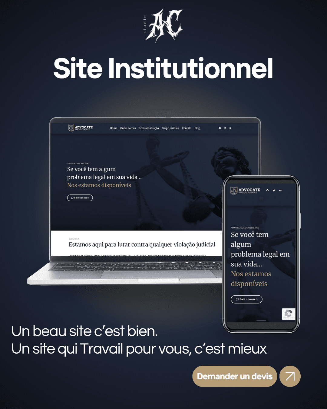 Mockup de site institutionnel réalisé par Studio AC