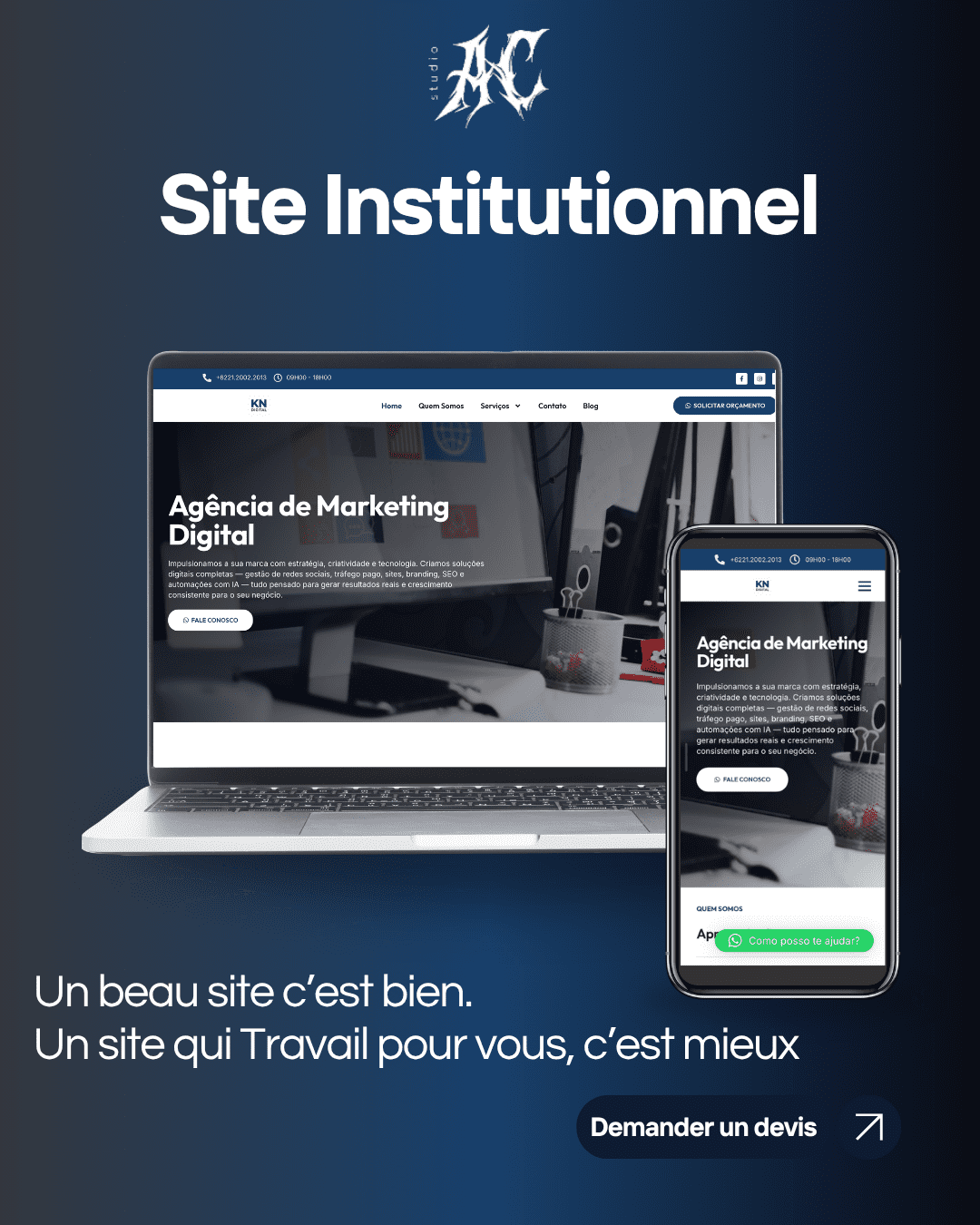 Exemple de site web professionnel conçu par Studio AC