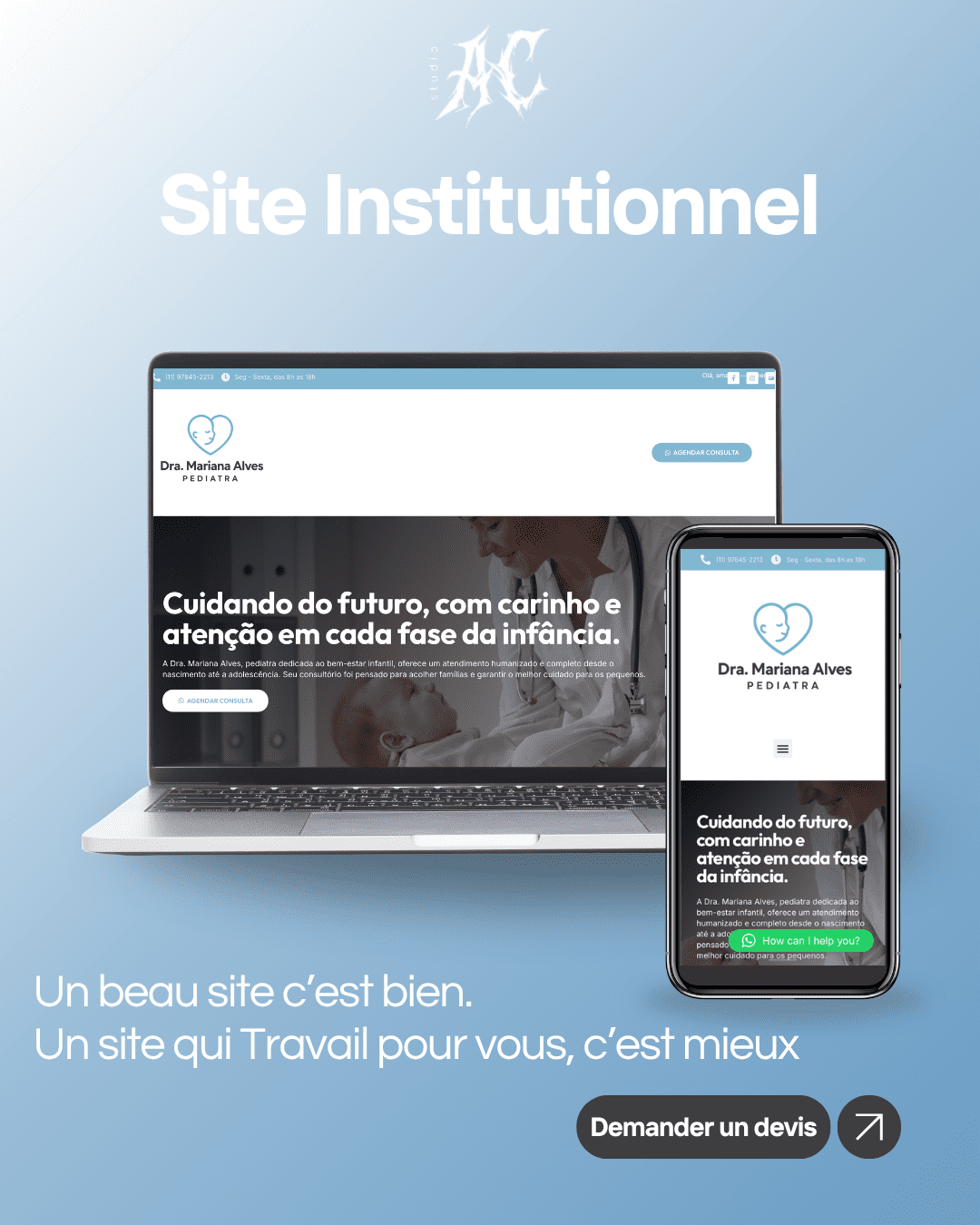 Maquette de site institutionnel responsive créée par Studio AC